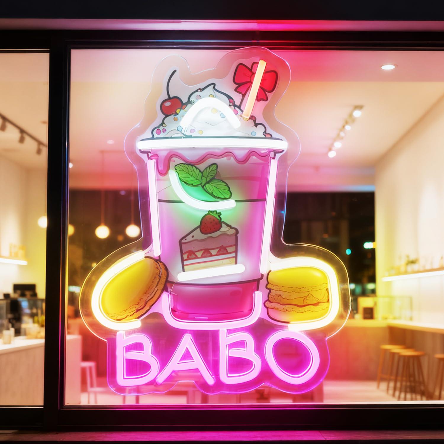 Coffee Tea & Espresso Appliances - Letreiro Neon Boba, Letreiros Iluminados de