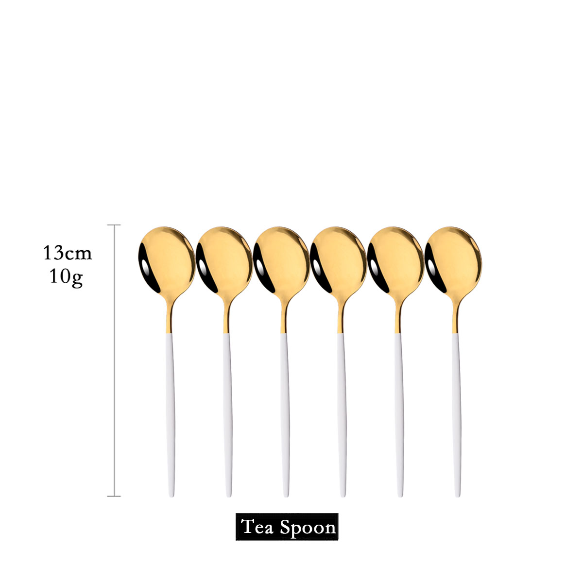 6 pçs espelho branco ouro colh - Coffee Tea And Sugar Set avaliação e preço